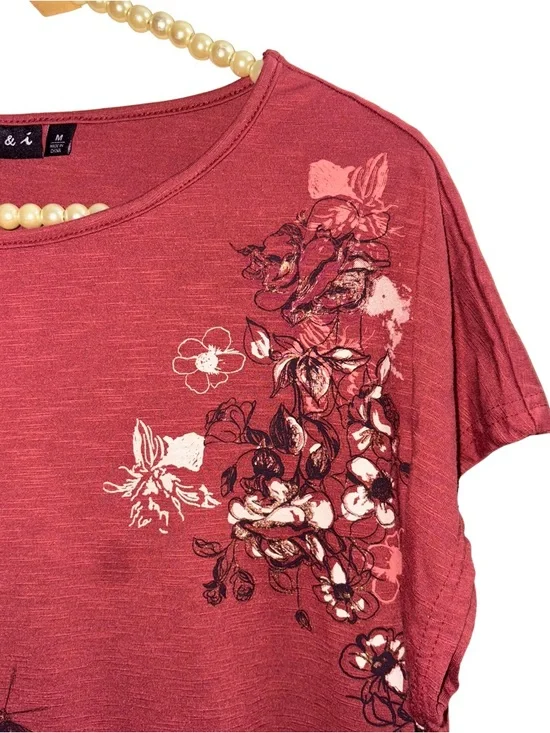 Joci & Co. Short Sleeve Butterfly Tee in Rose Red - Picture 5 of 6